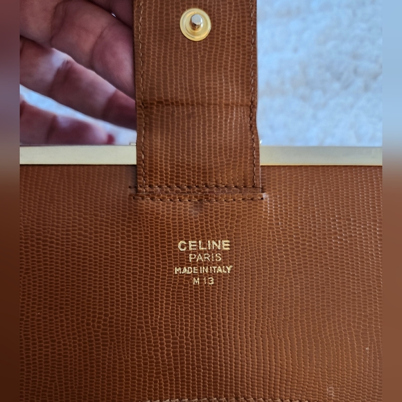 CELINE Kisslock Chestnut Leather Wallet RARE COLOR & HARDWARE VINTAGE - Picture 7 of 14